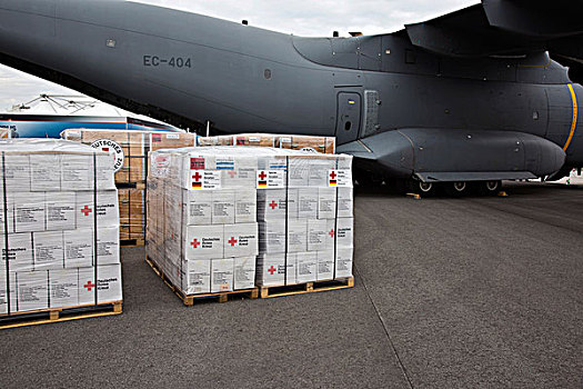 供给,卫生,包装,德国,红十字,就绪,装载,空中客车,柏林,机场,勃兰登堡,欧洲