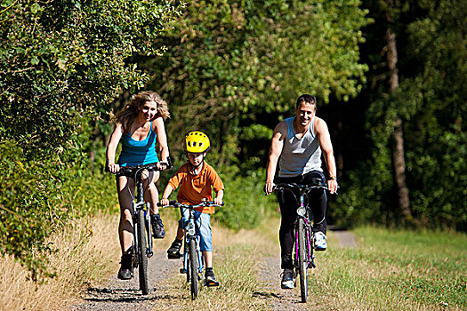 家庭,孩子,自行车,夏天,运动,装束,聚焦,儿子,只有
