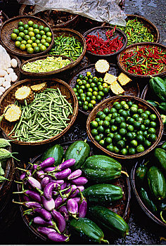 蔬菜,岘港,市场,惠安,越南