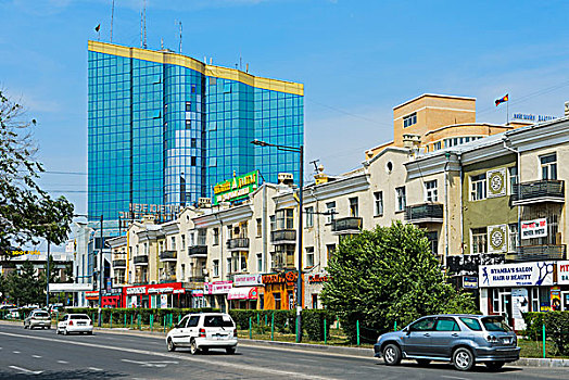 城市,街道,建筑,乌兰巴托,银行,蒙古,亚洲