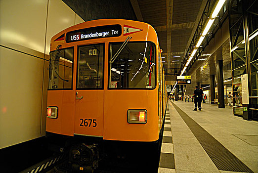 新,地铁,车站,线条,传统,黄色,勃兰登堡,大门,柏林,德国,欧洲