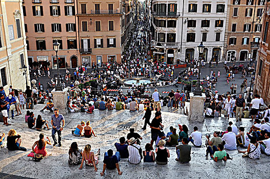 喷泉,西班牙,广场,罗马,拉齐奥,意大利,欧洲