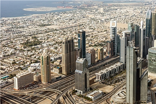 市区,迪拜,摩天大楼,道路