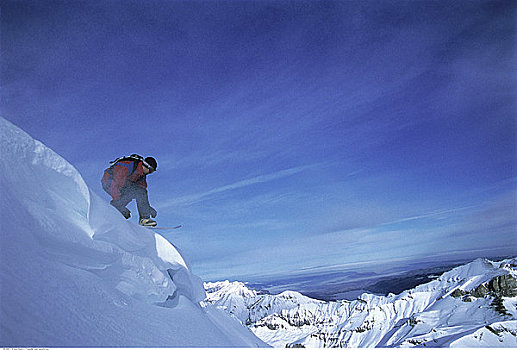 男人,滑雪板,山,少女峰,瑞士