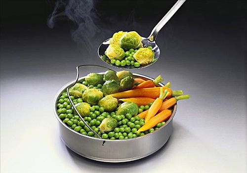 托盘,蒸制,蔬菜