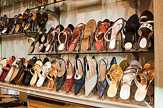 凉鞋,展示,鞋店,新德里,印度