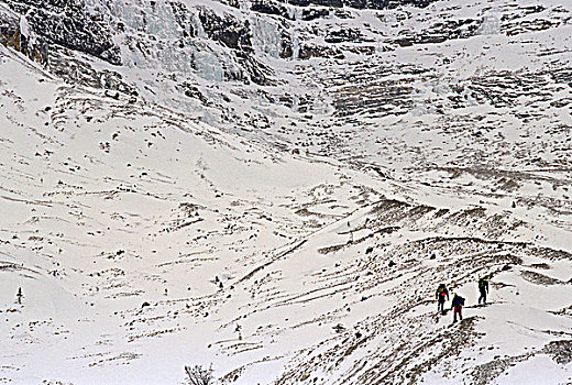 三个,攀登者,靠近,加拿大,落矶山,艾伯塔省