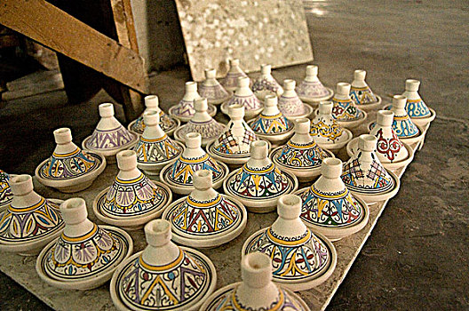 展示,传统,陶器,摩洛哥