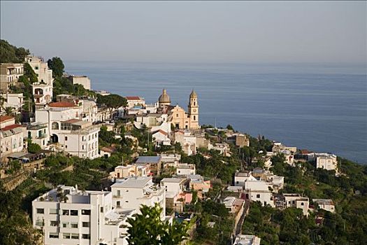 俯拍,建筑,城镇,教堂,背景,阿马尔菲海岸,萨勒诺,坎帕尼亚区,意大利