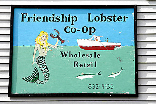龙虾,销售,标识,友谊,捕鱼,乡村,缅因,海岸,新英格兰,美国
