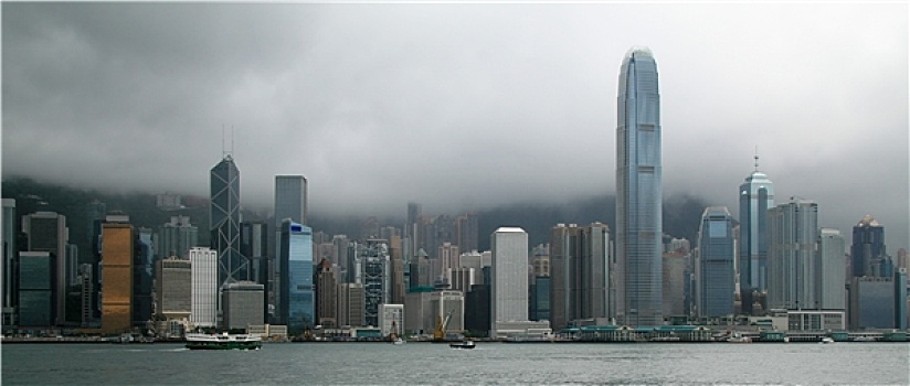 香港,天际线,全景