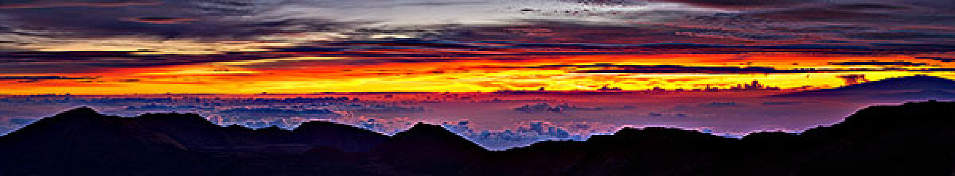 云,上方,山峦,日出,哈雷阿卡拉火山,毛伊岛,夏威夷,美国