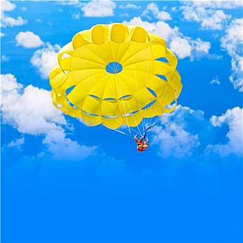 跳伞员,上方,蓝色,夏日天空