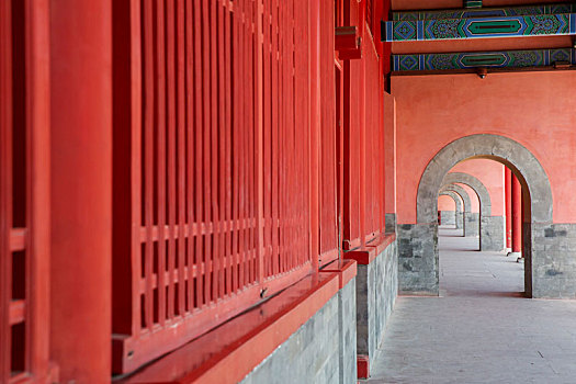 北京故宫拱门长廊