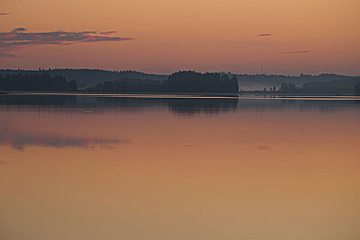 湖,风景,日出,彩色,芬兰
