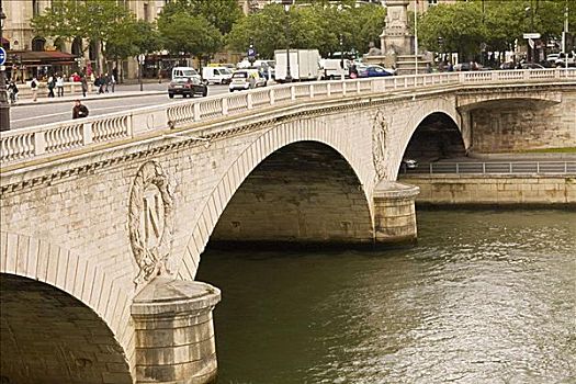 拱桥,上方,河,塞纳河,巴黎,法国