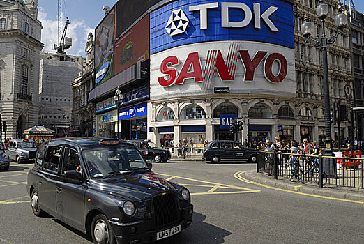 英格兰,伦敦,出租车,驾驶,过去,著名,大,广告