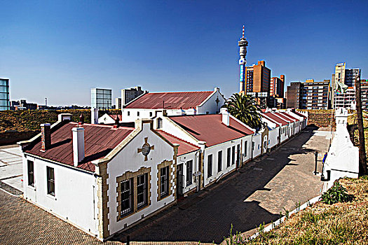 老,堡垒,宪法,山,塔,背景,约翰内斯堡,南非