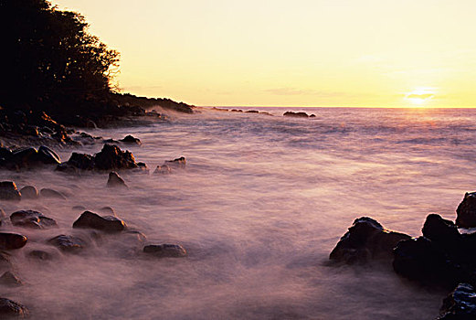 火山岩,海岸线,夏威夷大岛