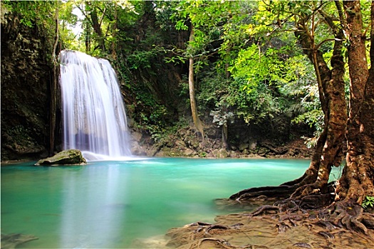 漂亮,瀑布,国家公园,北碧府,泰国