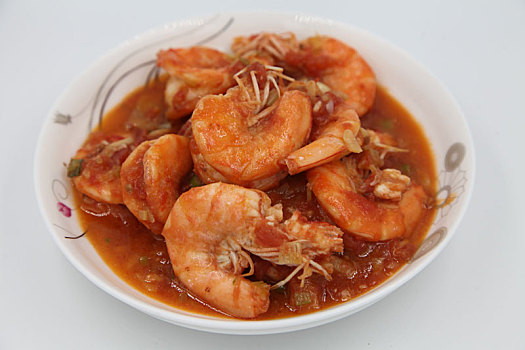 新疆美食,茄汁大虾