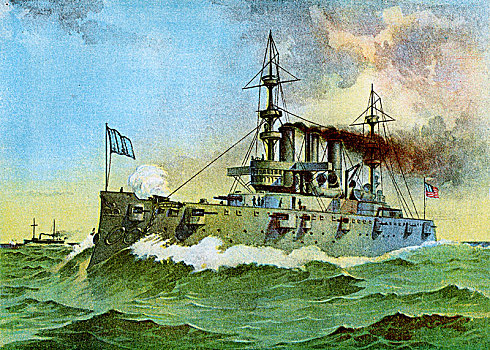 美国军舰,纽约,美洲,装甲,船只,1898年,艺术家,未知