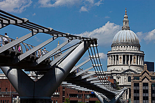 千禧桥,圣保罗大教堂,伦敦,英格兰