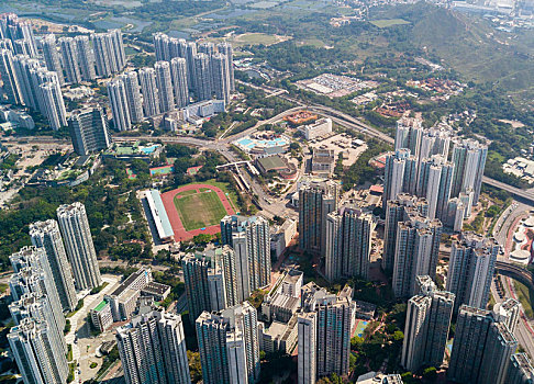 俯视,香港,天际线