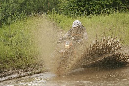 摩托车,水,泥