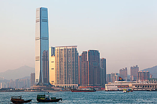 中国,香港,西部,九龙,天际线,国际贸易,中心,建筑