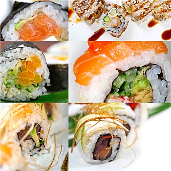日本,寿司,抽象拼贴画