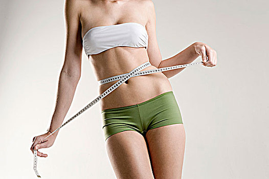 女人,测量,腰部,皮尺