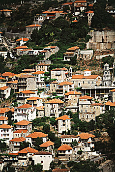 希腊,伯罗奔尼撒半岛,中心,阿卡迪亚,山村,大幅,尺寸