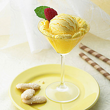 芒果冰淇淋,手指糕点