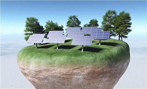 太阳能电池板,上面,地形