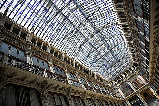玻璃天花板,商业街廊,都灵,意大利