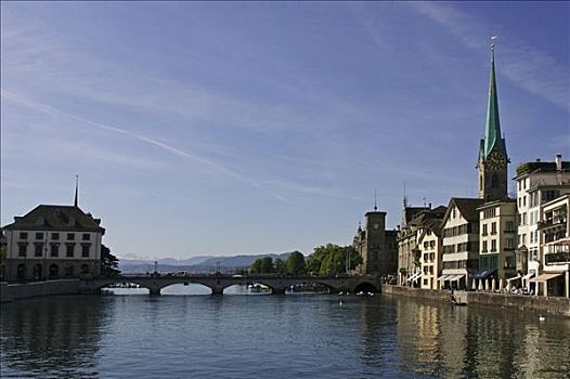 林马特河,桥,女人,苏黎世,瑞士