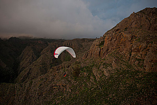 航拍,滑伞运动,特内里费岛,西班牙,欧洲