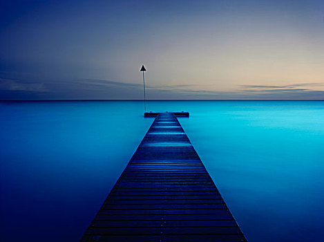 海洋,码头,蓝色海洋,黄昏