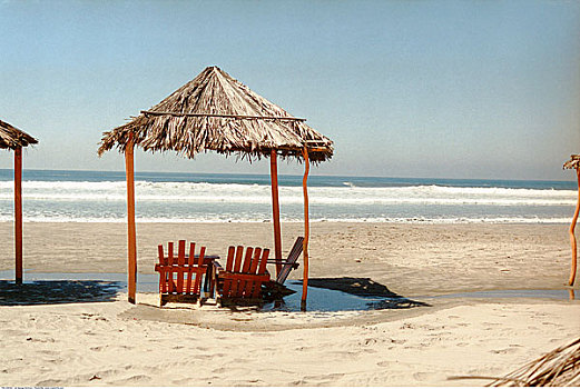 棕榈屋,海滩,阿卡普尔科,墨西哥
