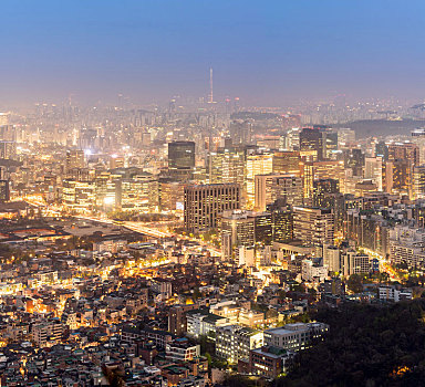 夜景,首尔,市区,城市