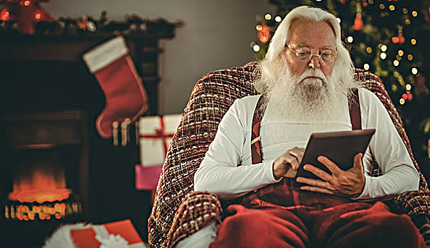 圣诞老人,扶手椅,在家,客厅