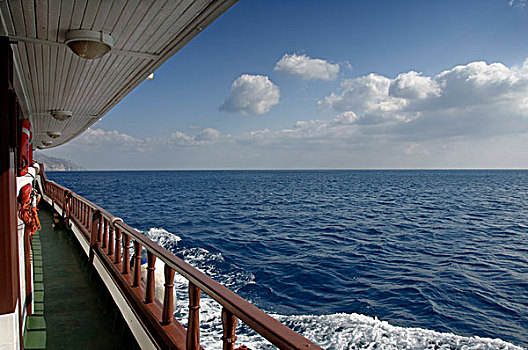 栏杆,游船,卡帕索斯,爱琴海岛屿,爱琴海,希腊,欧洲