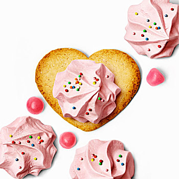 心形,饼干,小,粉色,蛋白甜饼