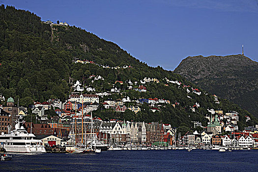 挪威,卑尔根,历史,区域,港口,天际线