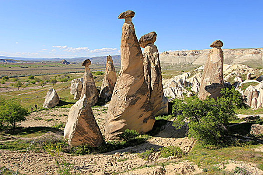 仙人烟囱岩,岩石构造,石灰华,靠近,卡帕多西亚,中安那托利亚,土耳其