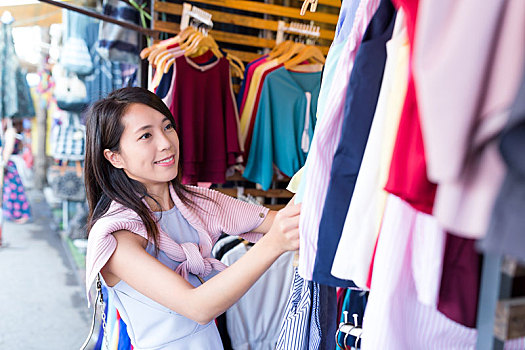 亚洲女性,购物,街边市场