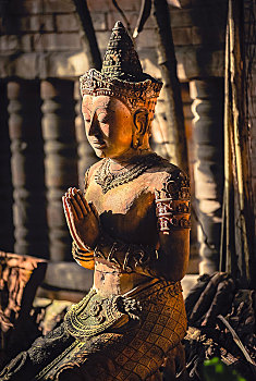 佛,雕塑,赤陶,花园,清迈,北方,泰国,亚洲