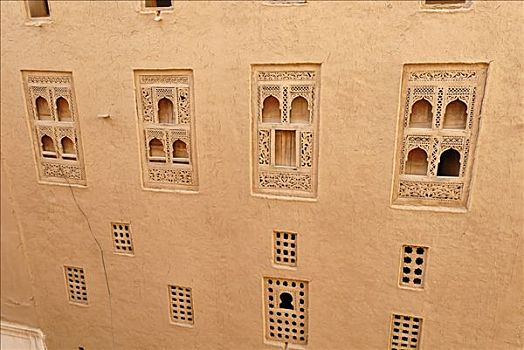 传统,窗户,老城,希巴姆,旱谷,哈德拉毛,也门