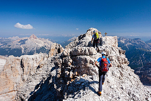 爬山,马里诺,攀登,路线,攀升,看,山,白云岩,意大利,欧洲